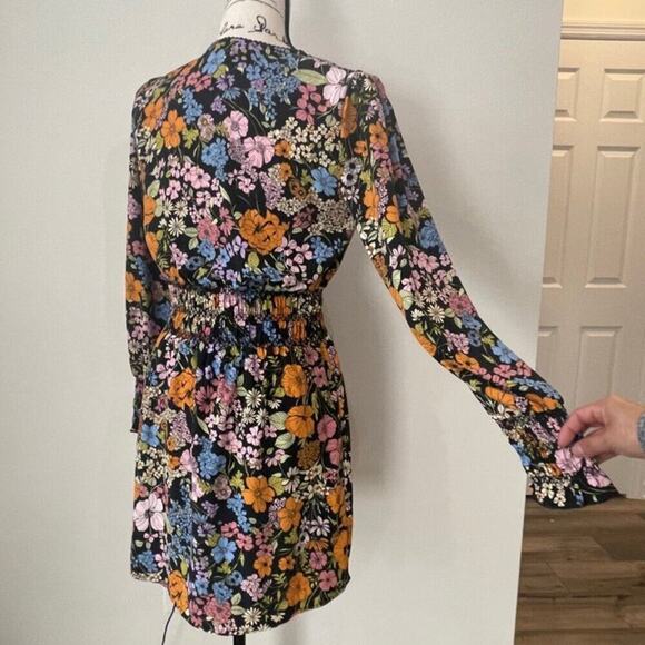 Anthropologie WAYF Dress BLack floral Smocked Fall Sz S Aesthetic Cottage Core - Picture 13 of 16